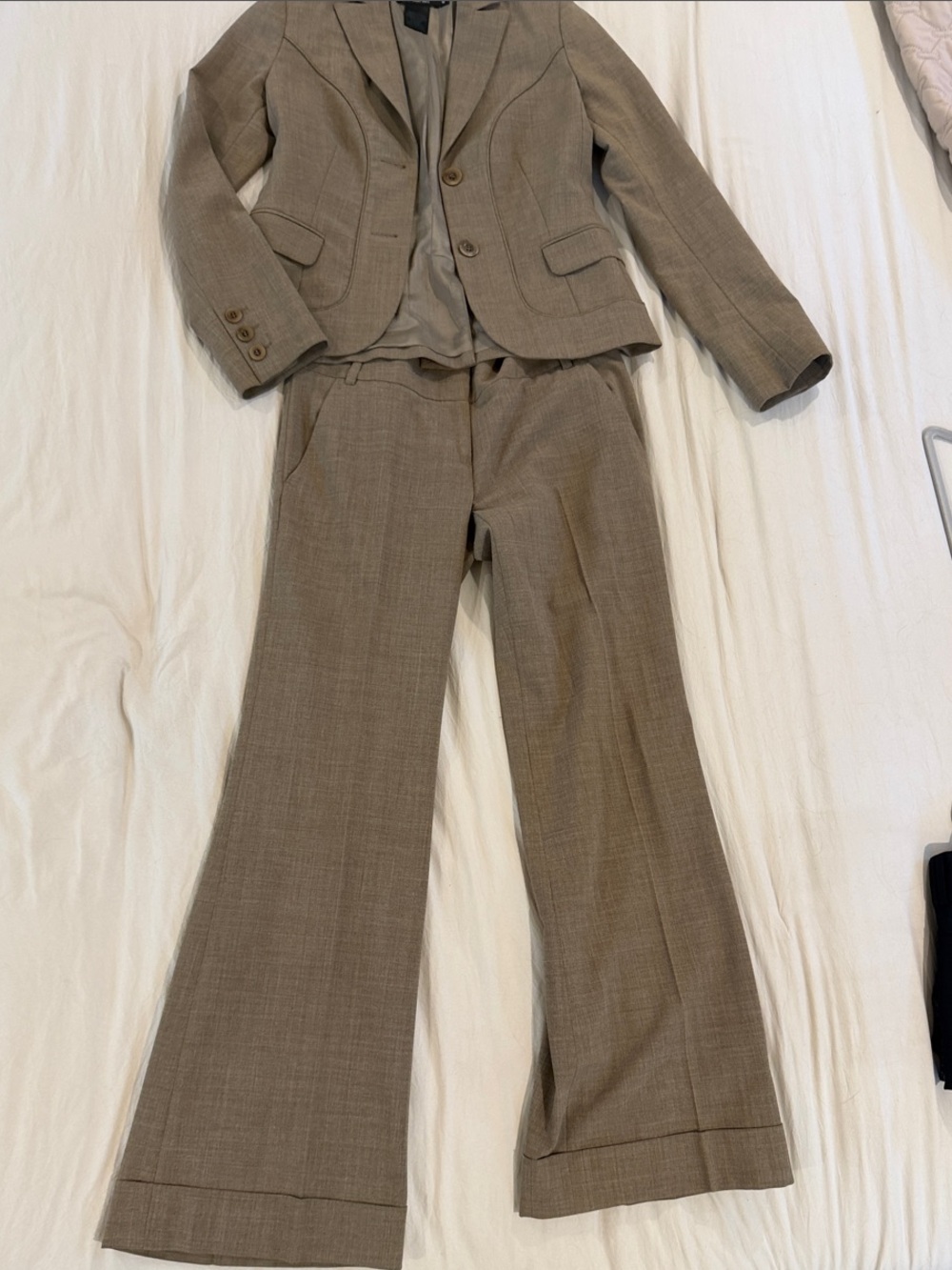 Laundry By Shelli Segal Taupe/Brown Wide-Leg Suit Pants